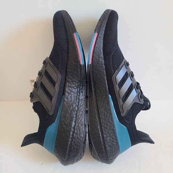 NEW Adidas Ultraboost 21 Running Shoes FZ1921 Size 8 Carbon Black Teal main image 6